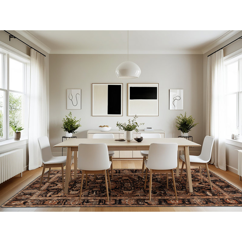Machine Washable Persian Brown Area Rug, Rectangle 7' x 10'
