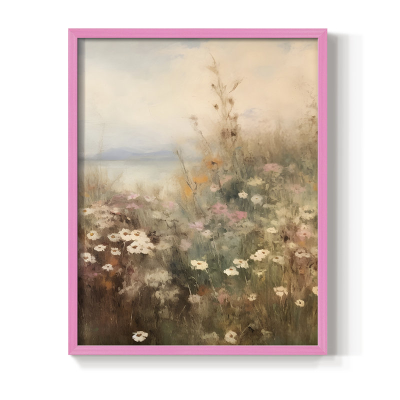 Impression florale vintage encadrée XLV III - bois massif, H 30 po x l 24 po, Rose