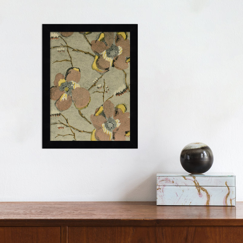 Delicate Floral Pattern II by Baxter Mill Archive, 26" H x 20" W, Black