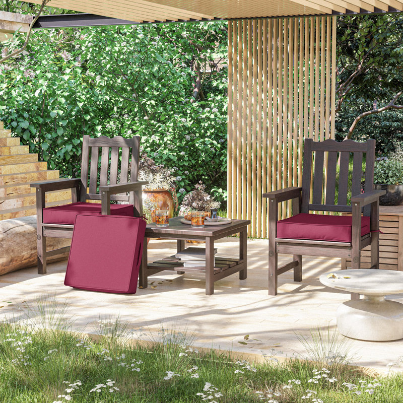 Wynee Outdoor 4” Seat Cushions And 19”X19” Outdoor Cushions Dining Seat Cushions , Fuchsia Red