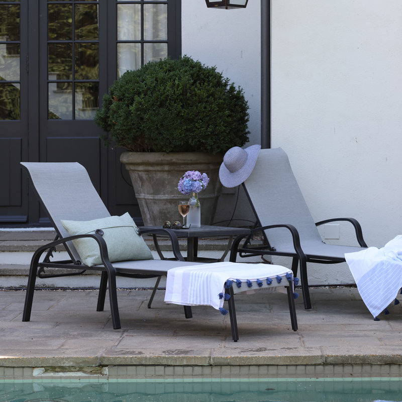 Ensemble de chaises longues inclinables 66,34 po Amabelle