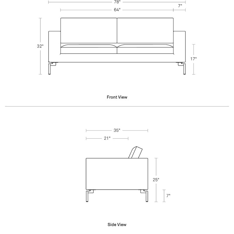 MTO - The New Standard Sofa, 32" H x 78" W x 35" D, Canyon Leather