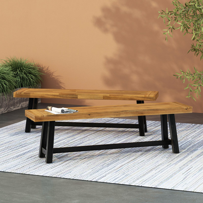 Ensemble de 2 pièces Ut Banc, finition teck sablé et noir