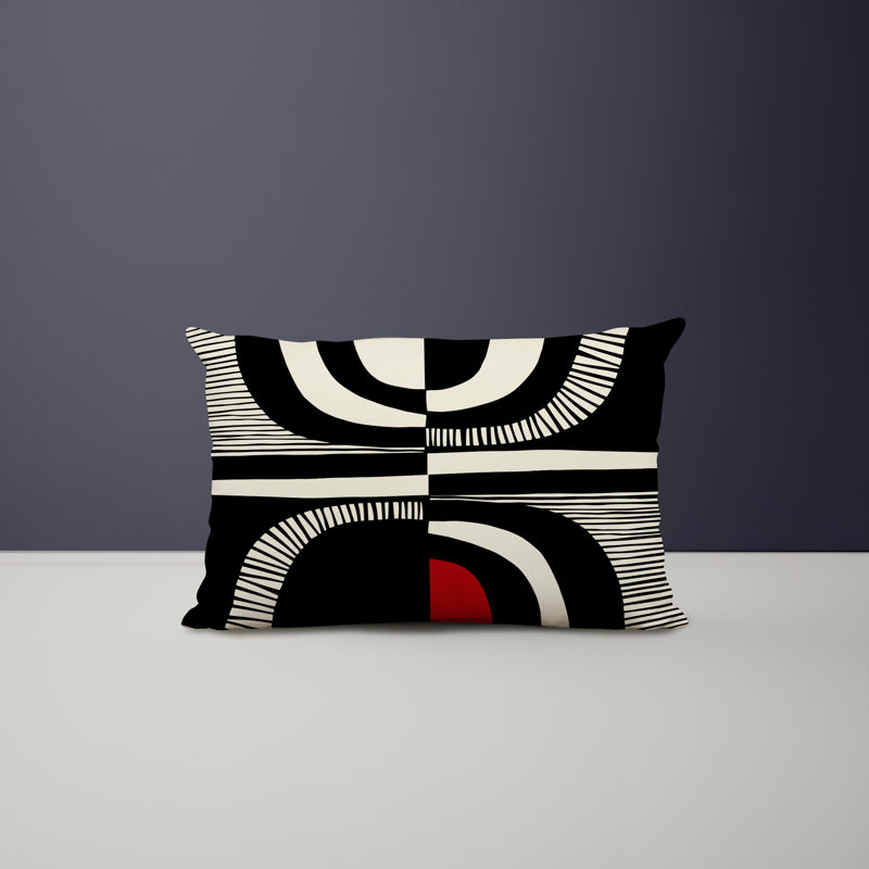 Housse et insert de coussin rectangulaire intérieur / extérieur en polyester / mélange de polyester Chamu, Rouge