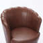 Fauteuil pivotant à pétales brun - base en métal pivotant à 360 °, fauteuil de bureau à oreilles en cuir véritable à grain supérieur, siège d'appoint de bureau incurvé à conception cannelée-1336311092