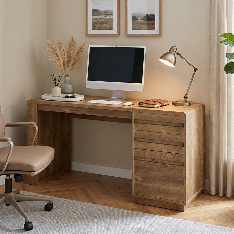 55'' Home Office Desk with 3 Drawers