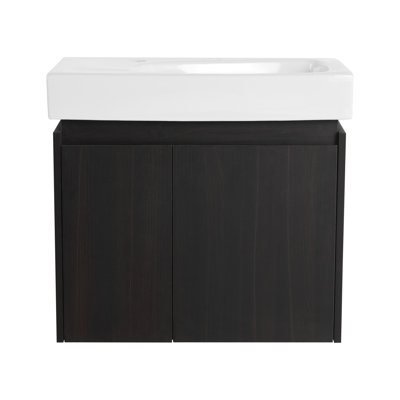 Meuble-lavabo élégant avec lavabo en céramique et conception murale pour une salle de bain élégante et fonctionnelle