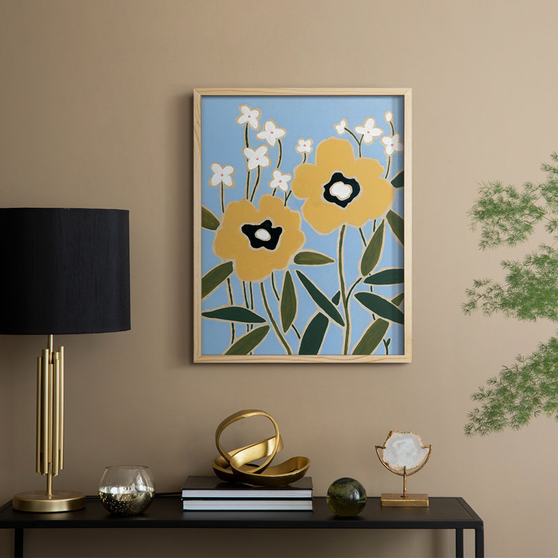 Impression sur bois Woodblock Floral II - bois massif, H 11 po x l 9 po, Naturel