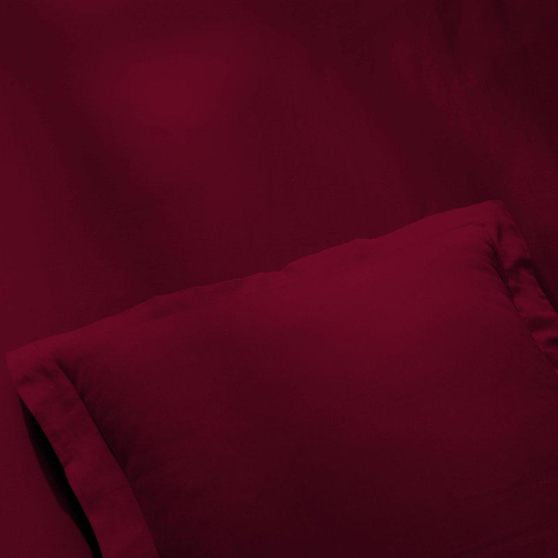 Egyptian Cotton 400 Thread Count Solid Luxury Duvet Cover Set with Pillow Shams, Burgundy, Twin + 1 Sham