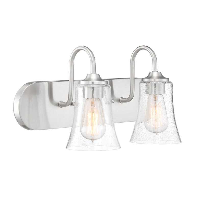 Hisako 2 - Light Dimmable Vanity Light, Brushed Polished Nickel, Clear Seeded