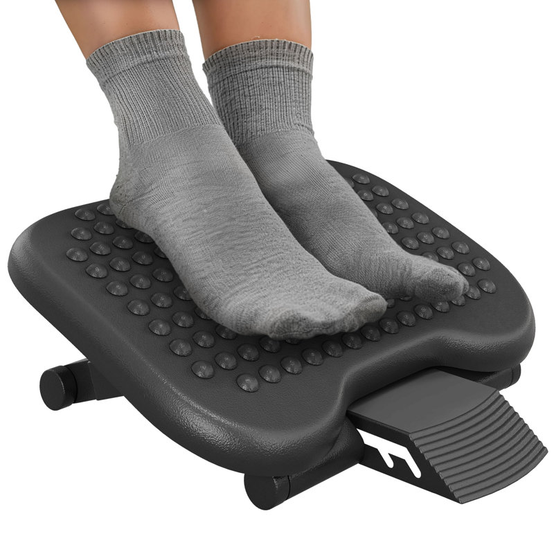 HOMCOM Footrest Adjustable Height & Angle Tilting Platform, Black