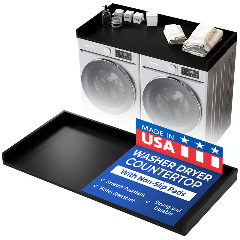 Laveuse et sécheuse sur comptoir OfficeSimpli 27,5 x 54, Noir, H 3,5 po x l 54 po x P 27,5 po
