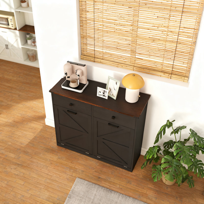 Armoire poubelle Farmhouse Double Tilt-Out, Noir