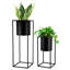 Set of 2 Metal Plant Pots with Stands 70cm & 45cm Tall Indoor Floor Planters-1707831218