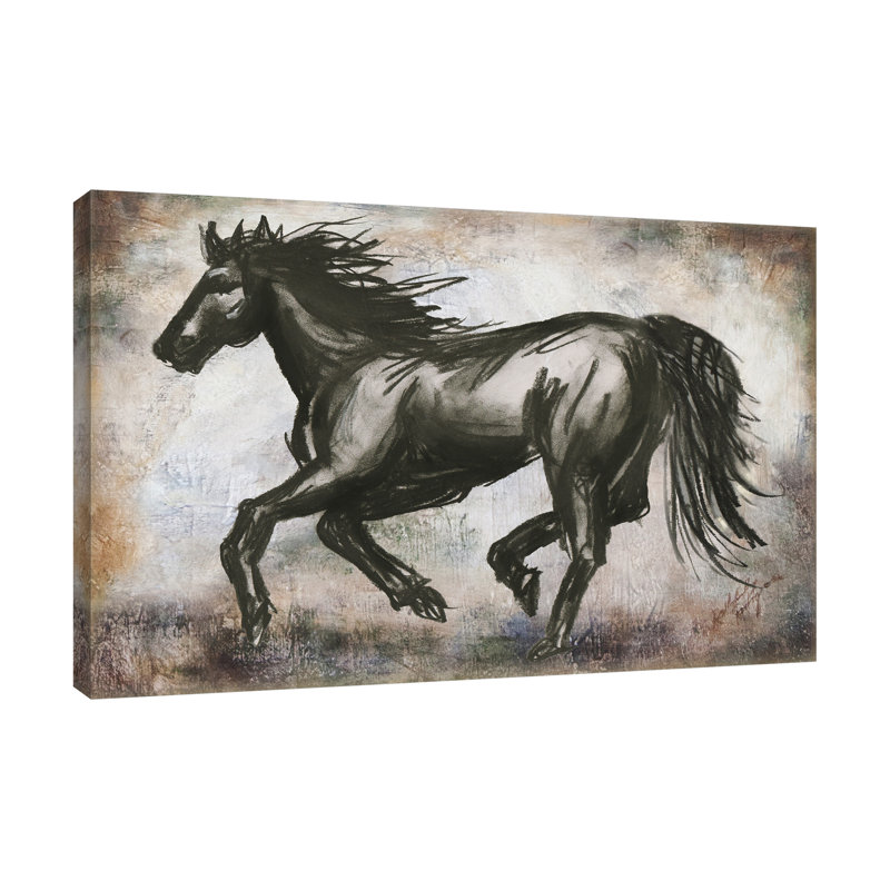 « charbon cheval » par tre sorelle studios, reproduction d’art sur toile tendue, H 20 po x l 30 po x P 1,5 po