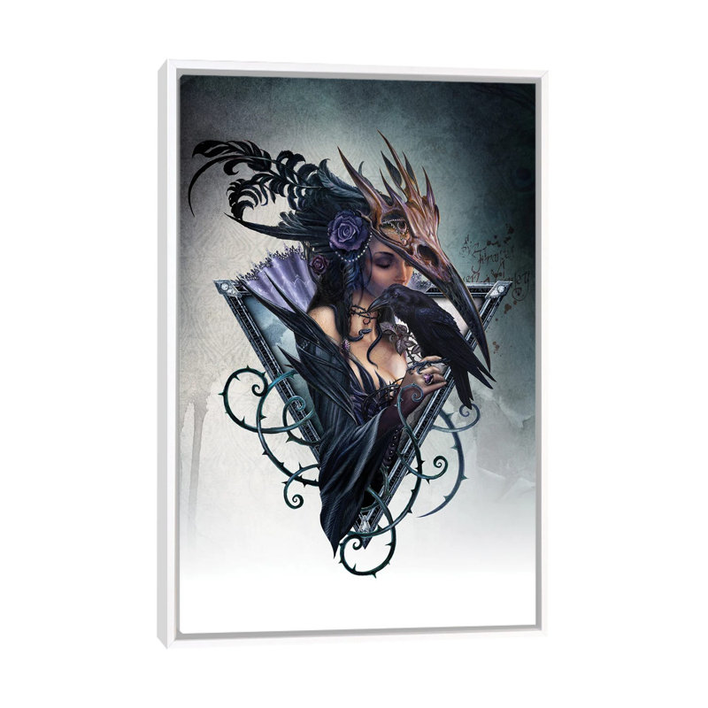 Corvus Arcanum, White Floater Framed Canvas, 26" H x 18" W x 1.5" D, No Mat