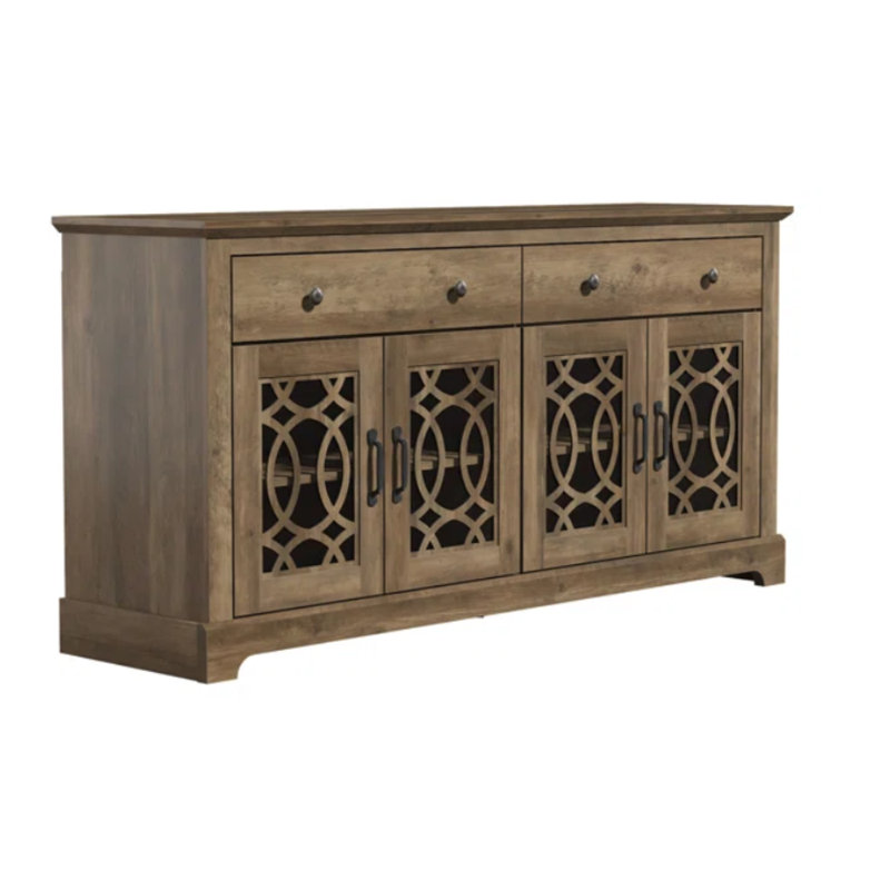 Wragby Traditional Living Room Storage Sideboard Set Of 2, Knotty Oak