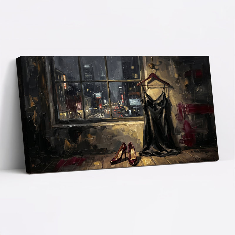 Ensemble de 1 tableau sur toile « Nuit en ville », L 58 po x H 28 po, Toile tendue