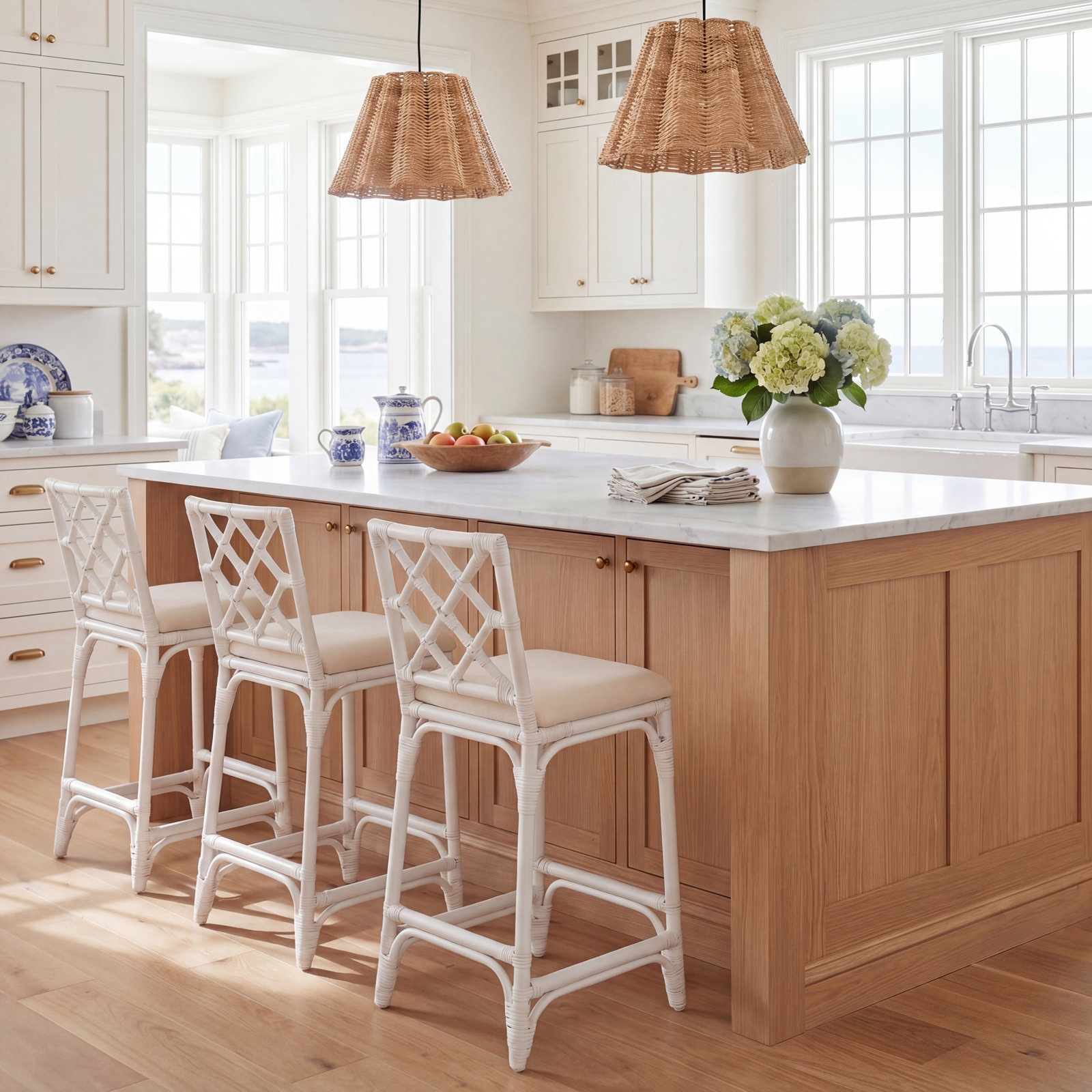 Peoria Barstool with Cushion, White