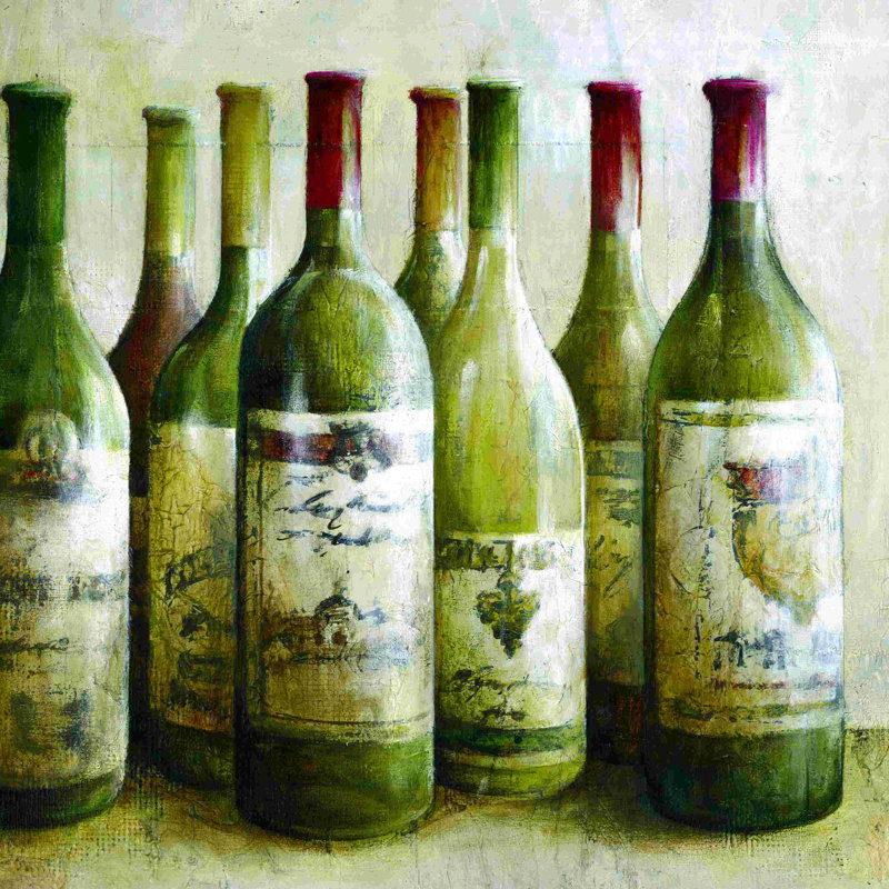 «Wine Bottles 2», impression sur toile tendue, L 30 po x H 30 po