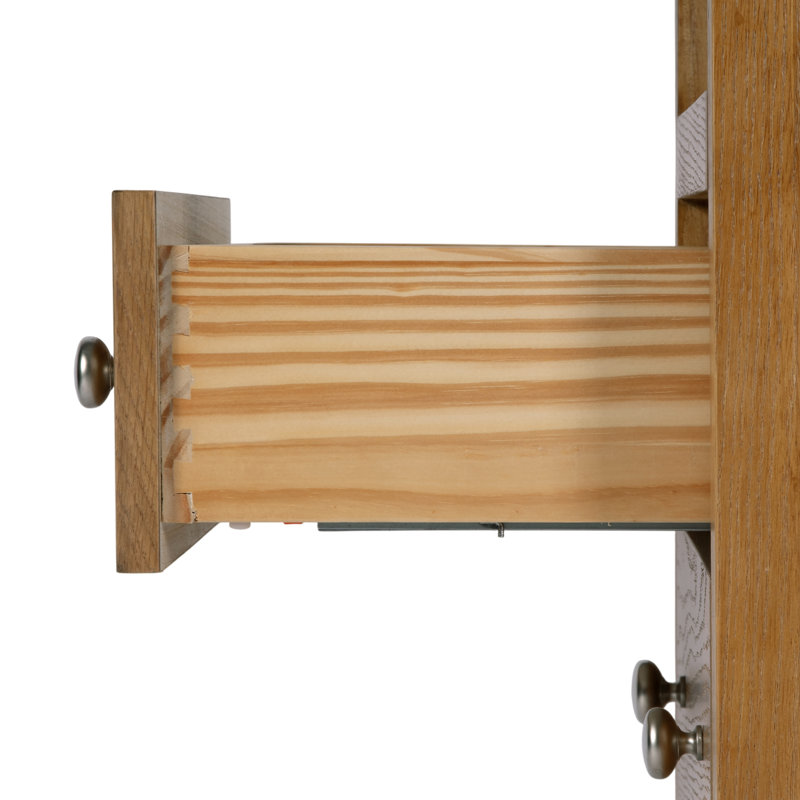 Table de chevet rectangulaire à 2 tiroirs en bois brun naturel Pettitt, Naturel