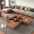 Square Marble Veneer Coffee Table Sliding Top With Storage-1709569889