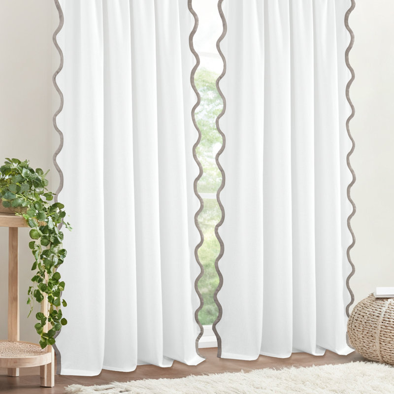 Coastal Chic Scallop Edge Window Curtain, Beige 52" W X 84" L, 52" W x 84" L, Beige