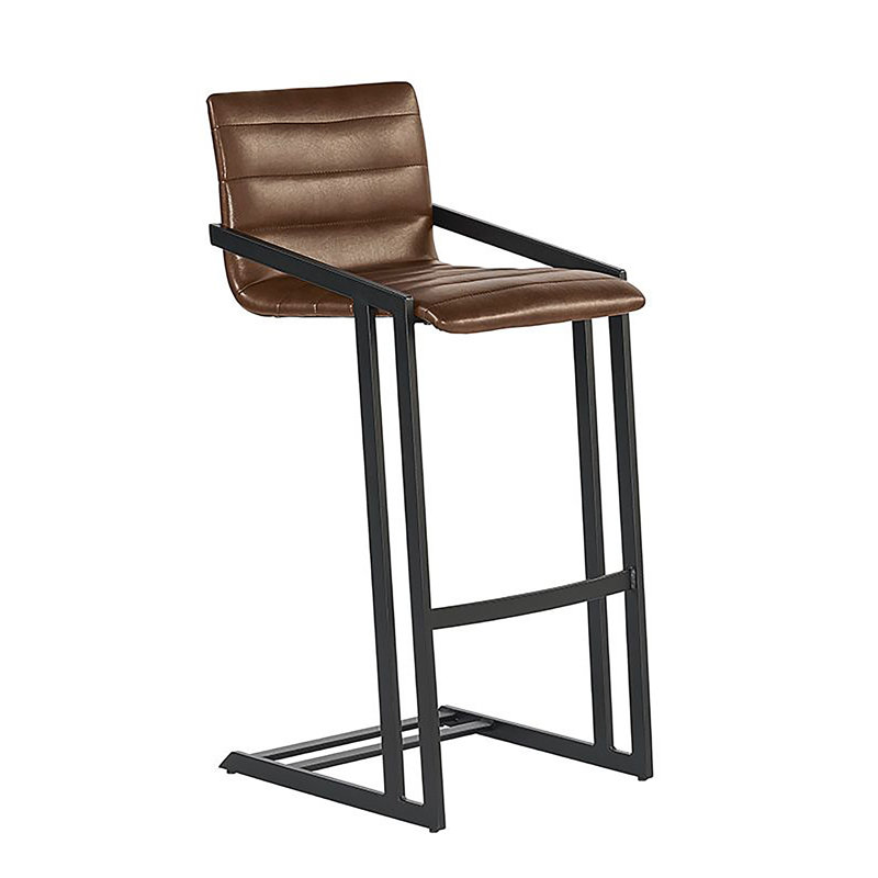 Webber Upholstered Stool with Metal Frame, Bar Stool (30" Seat Height), Black Faux Leather