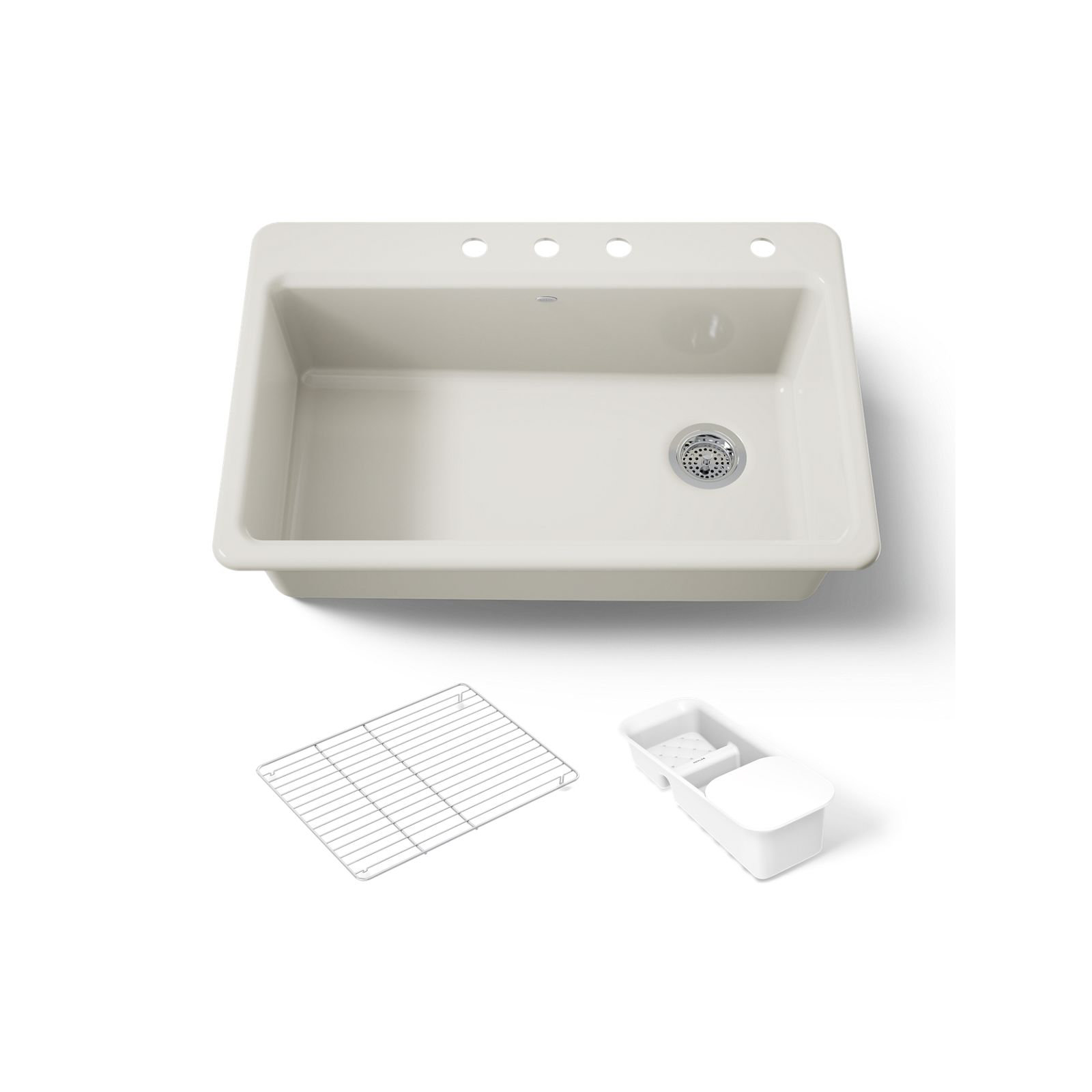 Riverby™ Single-Bowl Top-Mount Kitchen Snk with Accessories, 1 hole, Biscuit