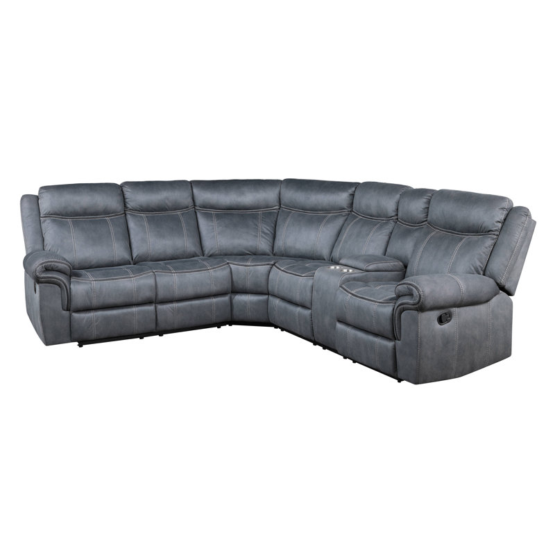 Canapé modulaire inclinable en velours Everwell, Velours gris