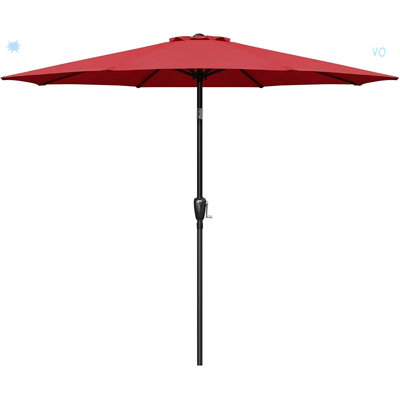 Parasol de marché extérieur 9 pi avec bouton inclinable, manivelle et 8 nervures robustes pour le jardin