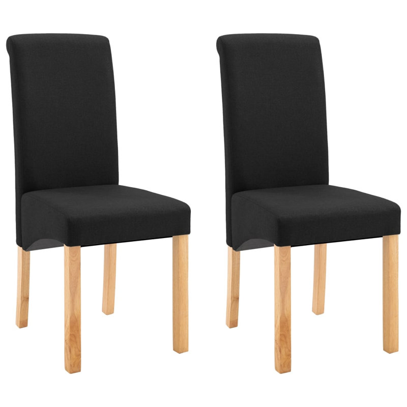 Dining Chairs Accent Upholstered Side Chair with Wood Frame Fabric, Black, 2
