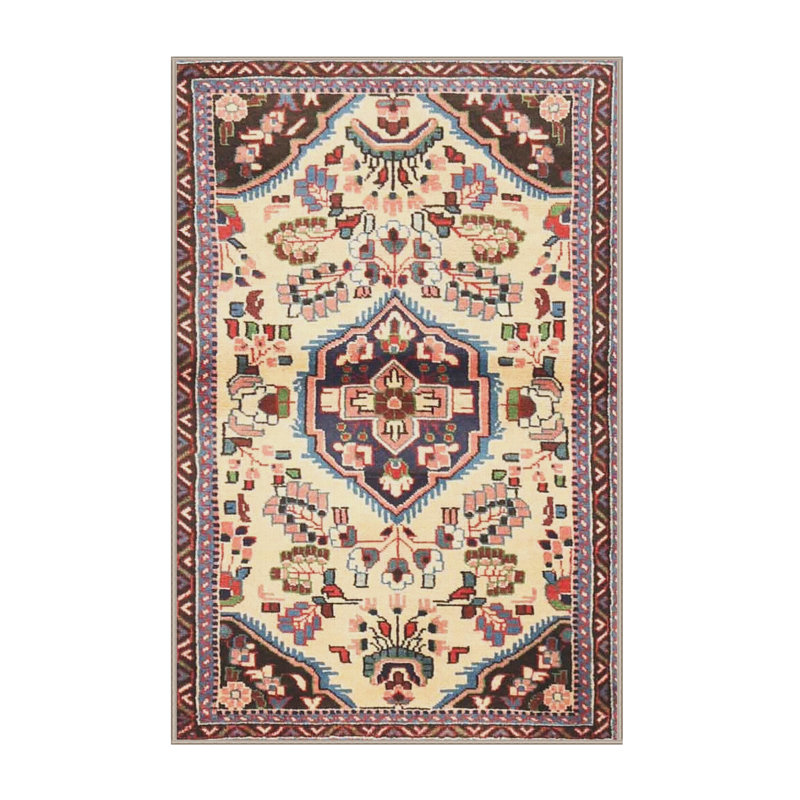 Tapis beige/noir traditionnel Groveson, Rectangle 2 pi x 5 pi