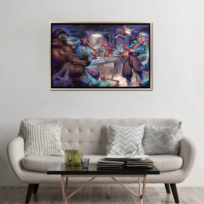 Glitch Gremlin Game Night - reproduction d'art murale - toile encadrée