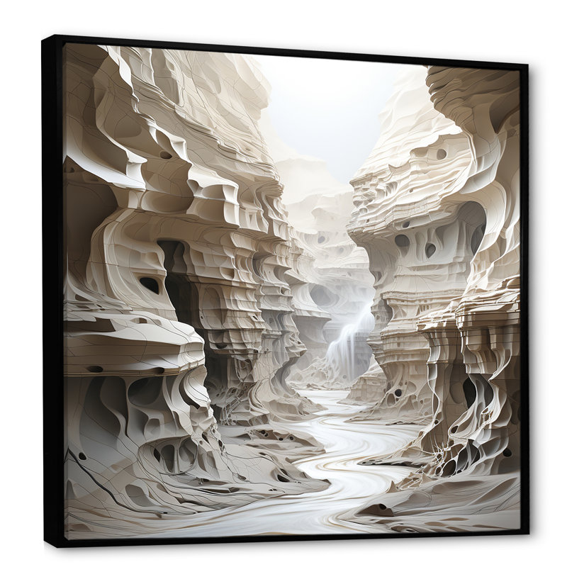«Desert Minimalisme Canyon Water Stream I», art mural sur toile Canyon, H 30 po x l 30 po x P 1 po, Cadre flottant noir