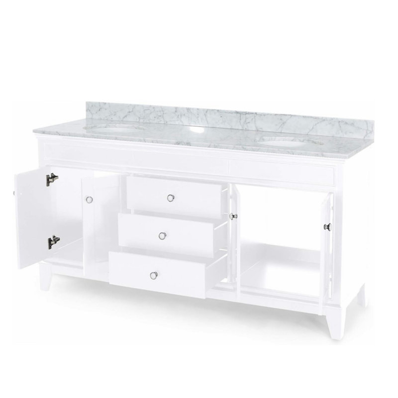 Meuble-lavabo double 73,01 avec comptoir, Blanc
