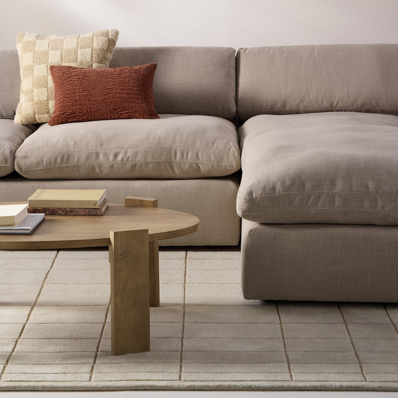 Asher 2-Piece Upholstered Chaise Sectional, Right Hand Facing, Effie Flax Performance Linen