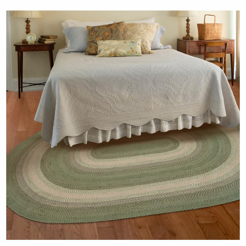 Tapis vert sauge en jute tressé Damal, Ovale 4 pi x 6 pi