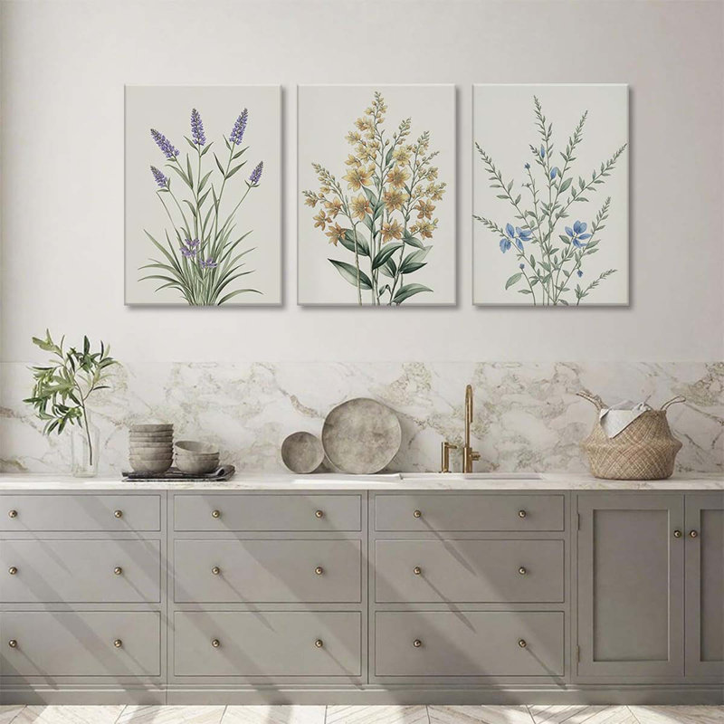 3 Piece Wrapped Canvas Print, 40 cm H x 60 cm W