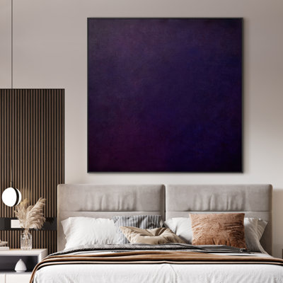 Extra Large Dark Indigo and Plum Abstract Wall Art Print - Minimalist Contemporary Decor for Living Room or Bedroom, Frame Assembly Required (Frame Assembly Required)