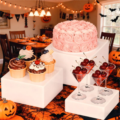 Buffet Risers And Stands, Food Risers For Buffet Table, Catering Dessert Cake Stand For Party, Collectibles Jewellery Display Stand, White Cube Boxes Nesting Risers, 3 Pcs (6", 7", 7.8'')