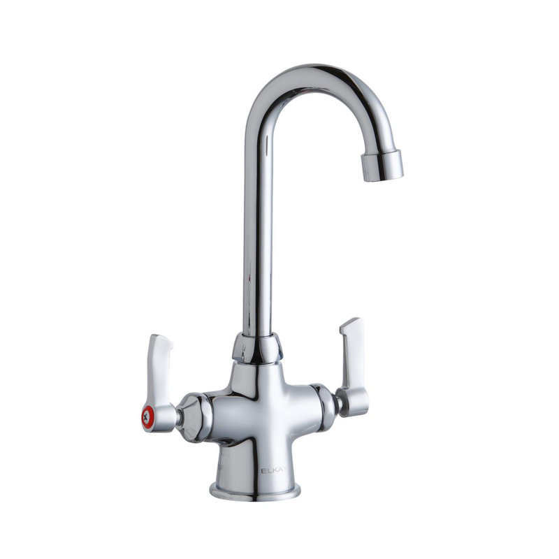 Robinet de cuisine à un trou avec robinet de pont dissimulé avec bec col de cygne de 4 po et poignées levier de 2 po chromées