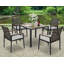 Ensemble repas 5 pièces pour patio avec table en bois d'acacia et chaises en rotin - Ensemble de conversation avec trou pour parasol-1277054132-1277054135