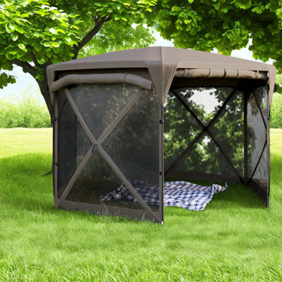 Pavillons de jardin portatifs, tente écran 11 x 11 pi, brun