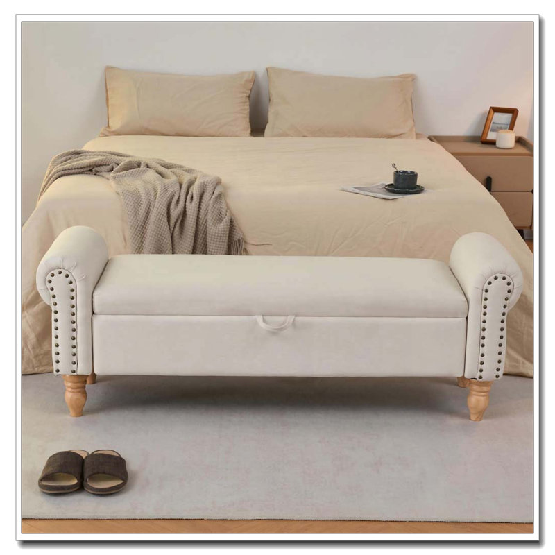 Banc de rangement avec repose-pieds, repose-pieds rembourré