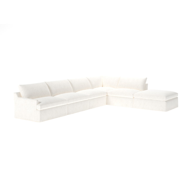 Canapé modulaire 6 pièces Wrenley, Mélange de lin naturel Bevin, Orienté à droite