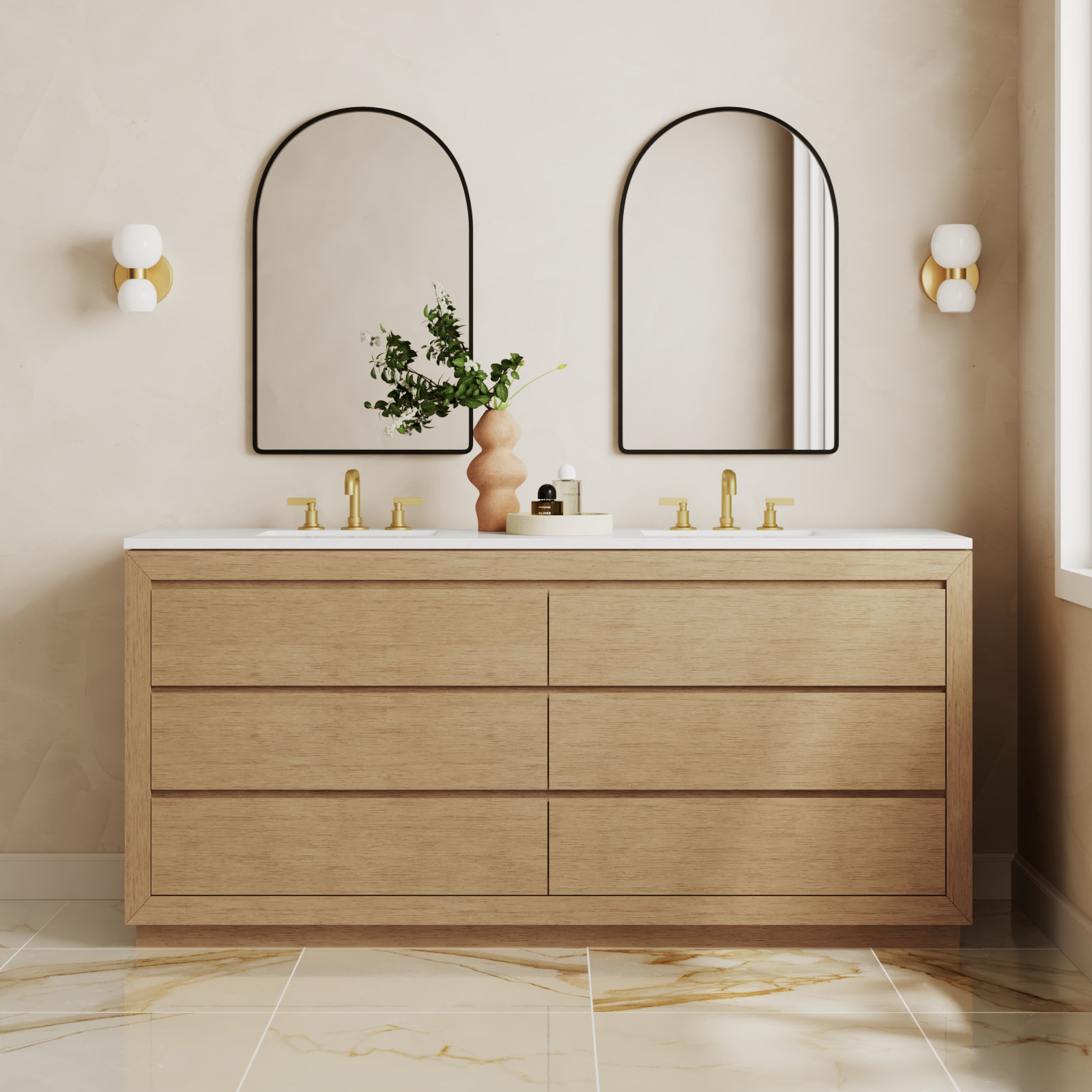  72" Double Bathroom Vanity with Vanity Top