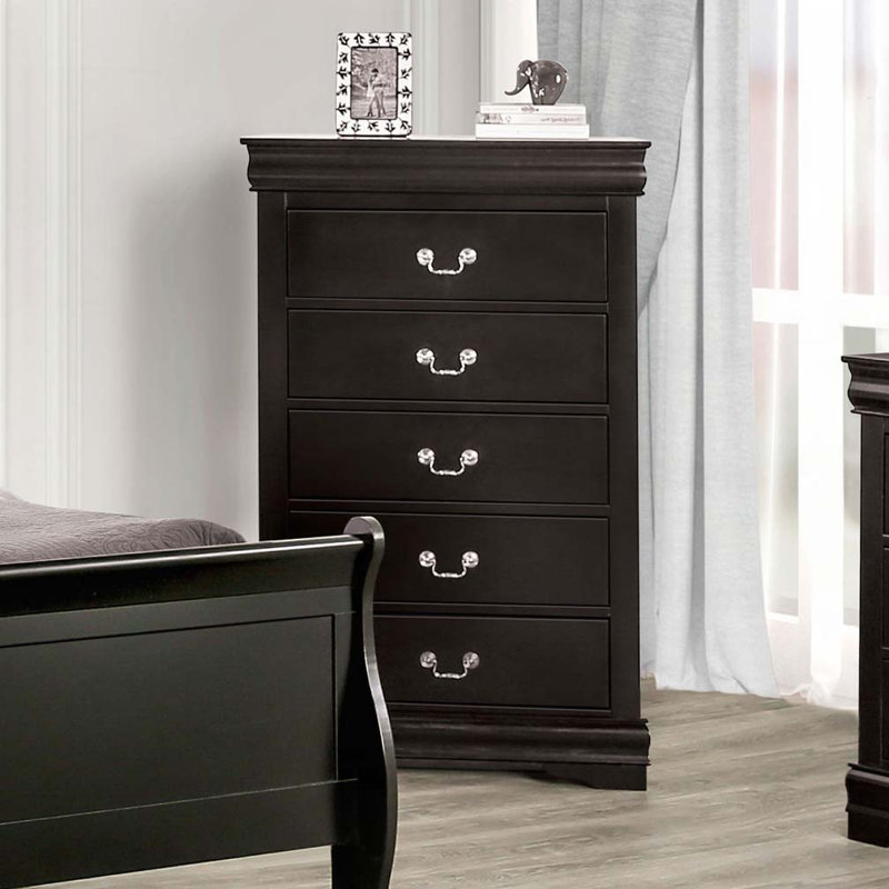 Commode 5 tiroirs, Noir