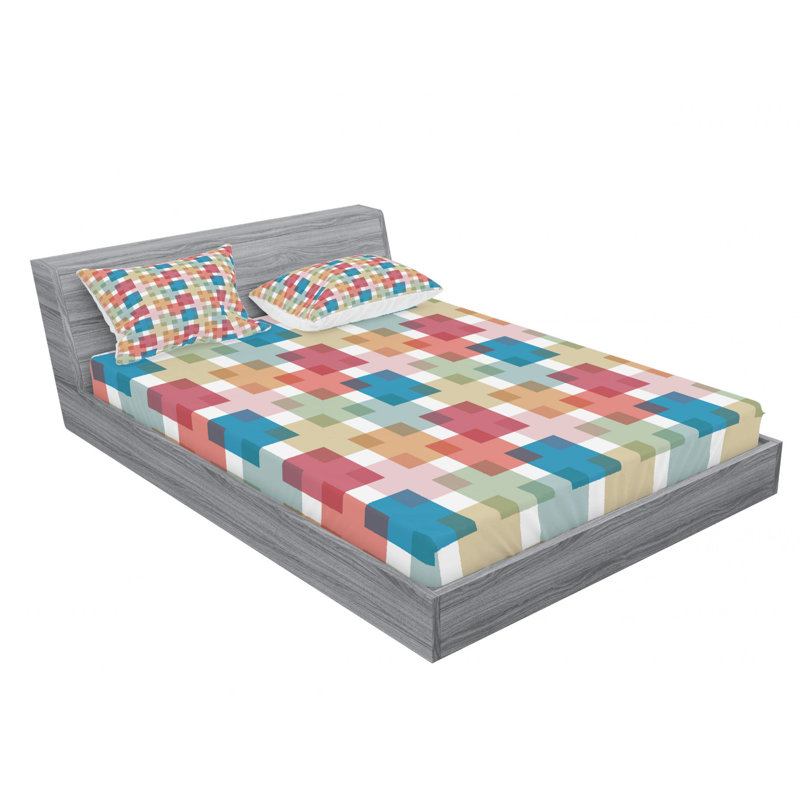 Microfiber Gingham Sheet Set, Full/Double Sheet Set with Fitted Sheet