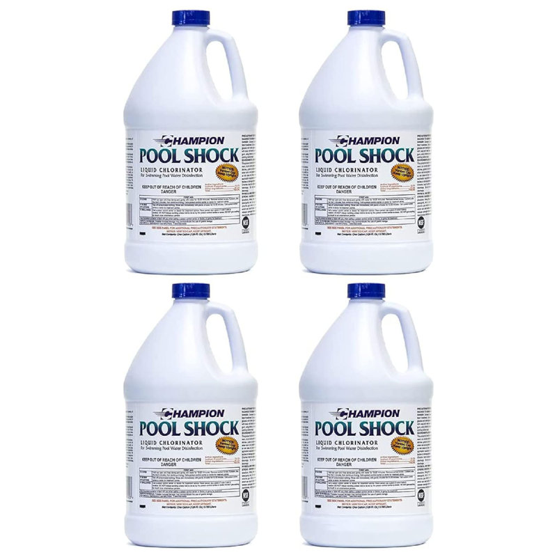 Champion Pool Shock Liquid Chlorinator for Pool Water Disinfection, (4 Pack)